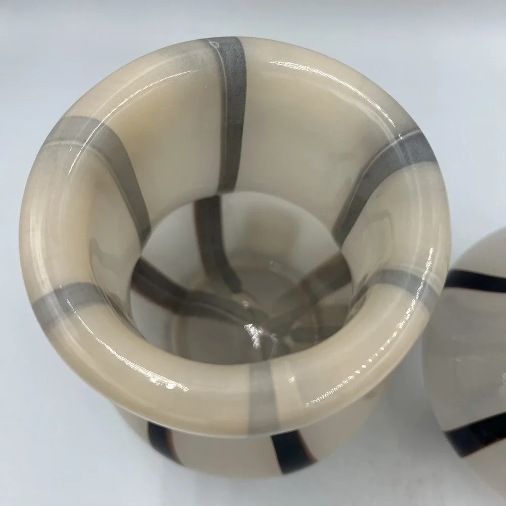Ferm Living Riban Vase Cream Ribbon‎ Stripe Scandinavian Danish Glass Decor